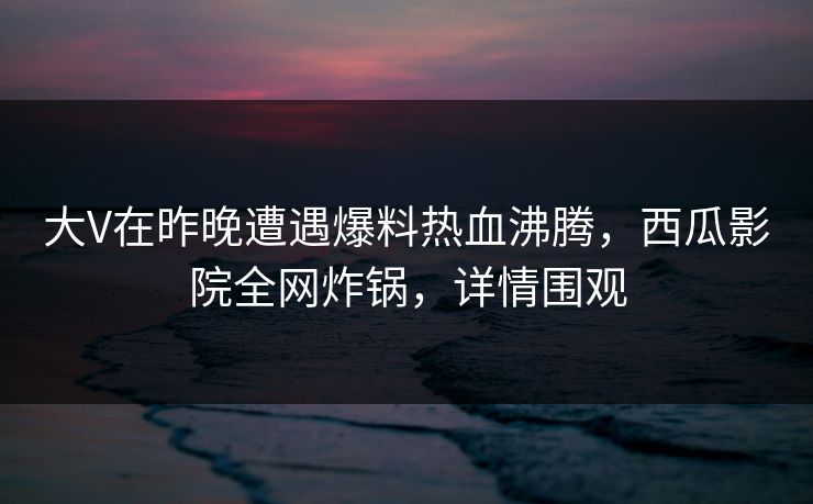 大V在昨晚遭遇爆料热血沸腾，西瓜影院全网炸锅，详情围观
