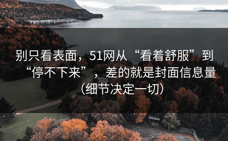 别只看表面,51网从“看着舒服”到“停不下来”,差的就是封面信息量(细节决定一切)